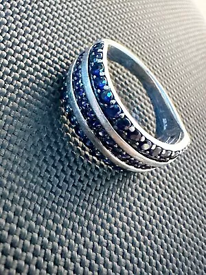 Effy 925 Sterling Silver & Blue Sapphire Mens Ring Size 10 • $265