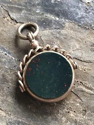 A Victorian 9ct Rose Gold And Bloodstone Swivel Watch Fob Charm/Pendant WJP • £150