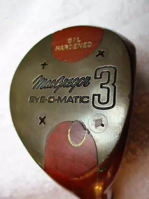 MacGREGOR EYE-O-MATIC PERSIMMON 3 WOOD OIL HARDENED STEEL SHAFT Nice Golf Club • $19.99