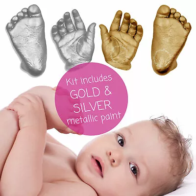 New Baby Casting Kit 3D Keepsakes Plaster Casts Feet Hands Prints Silver Gold • £24.58