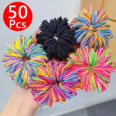 50x Mini Small Thin Elastics Snag Free Hair Bands Ponytail Bobbles Mixed Colours • £2.87