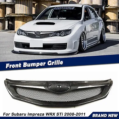 Carbon Fiber Front Bumper Grill Grille Cover For 2008-11 2009 Subaru Impreza WRX • $179.30