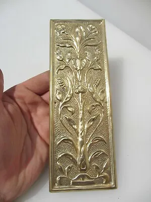 Brass Finger Plate Push Door Handle Art Nouveau Floral Flowers Antique STYLE • $18.68
