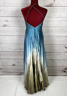 Nicole Miller Collection Blue Straps Ombré Maxi Gown 100% Silk Women’s Sz S • $72.72
