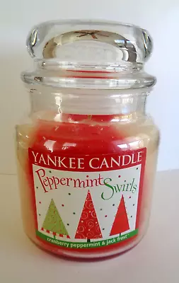 Yankee Candle Christmas Peppermint Swirls 14.5 Medium Jar New • £19.25