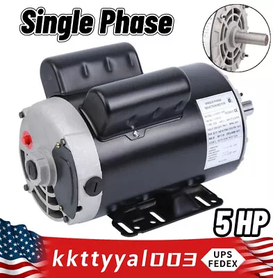 5 HP Single Phase Electric Air Compressor Motor 23 Amp 7/8  Shaft 3450 RPM 143T • $179.55
