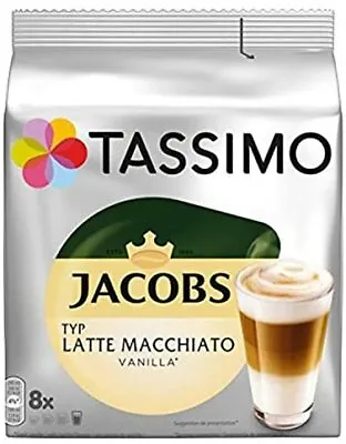 New Jacobs Latte Macchiato Vanilla Coffee Roasted 16 T Discs 8 Servings With Uk • £11.41