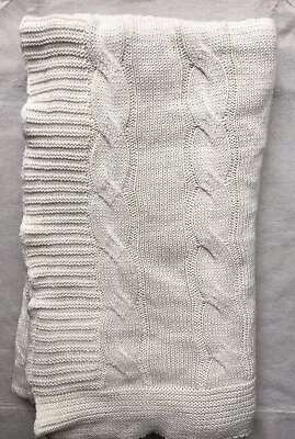 Ikea Ursula Natural Cream 100% Cotton Cable Knit Throw 120 X 180 Cm 302.006.96 • £44.99