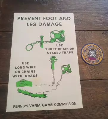 Vintage Pa Pennsylvania Game Commission Trapping Sign Poster #2  11x17 + PATCH • $19.99