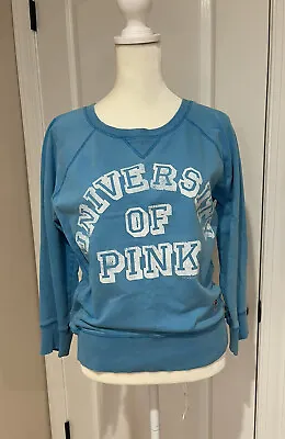 Victoria's Secret University Of PINK 86 Graphic Crew Neck Blue Sweatshirt Crop • $25