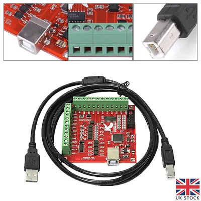 CNC USB MACH3 100Khz Breakout Board 4-Axis Interface Driver Motion Controller • £15.63