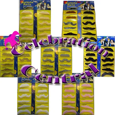 Pack Of 12 Moustaches Moustache Mustache Choice Of Colours And Styles • £3.99