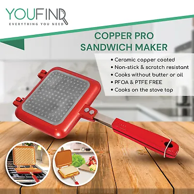 $31.95 • Buy Copper Pro Sandwich Maker Press Non Stick Jaffle Meat Grill Toaster Induction