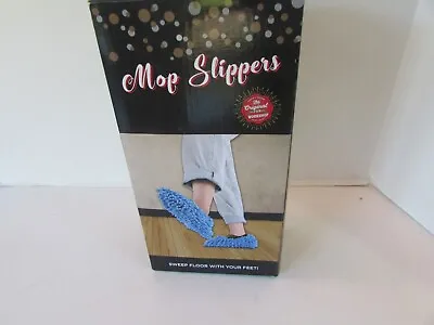 Mop Slippers Novelty Cleaning One Size Blue Microfiber Threads Machine Washable • $5.95