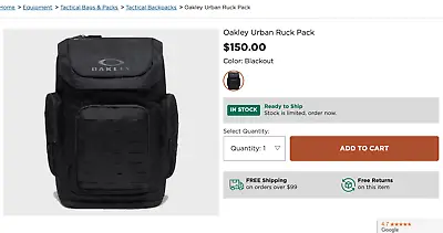 Oakley Urban Ruck Pack • $50