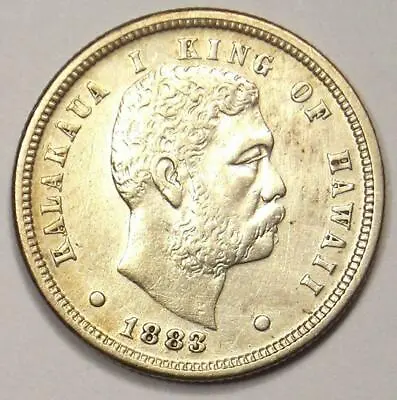 1883 Hawaii Kalakaua Dime (Ten Cents 10C Coin) - Choice AU Details - Rare Coin! • $247.85