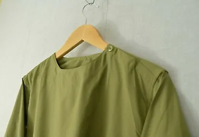 Vintage Smock Shirt Top Relaxed 100% Cotton Army Military- Olive Green / Blue • £22.95