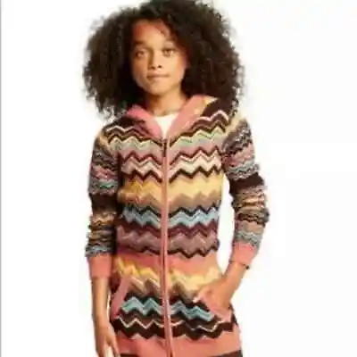 Missoni Girls Chevron Print Knit Hooded Zipper Sweater Size L • $10