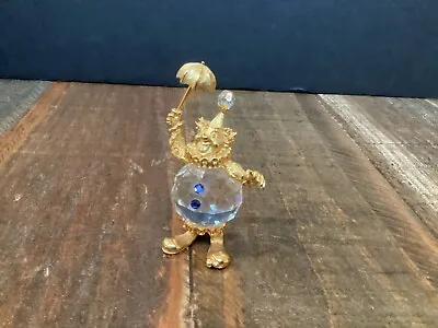 Vintage Swarovski Trimlite Crystal Figure Clown With Umbrella 2 3/4” • $52