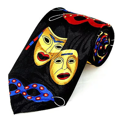 Mardi Gras Masks Men's Necktie Drama Carnival Comedy Tragedy Black Neck Tie  • $14.90