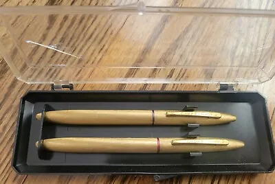 2 Vintage MCM Auto Magic Pens And Original Case Made In USA Brushed Gold • $13.99