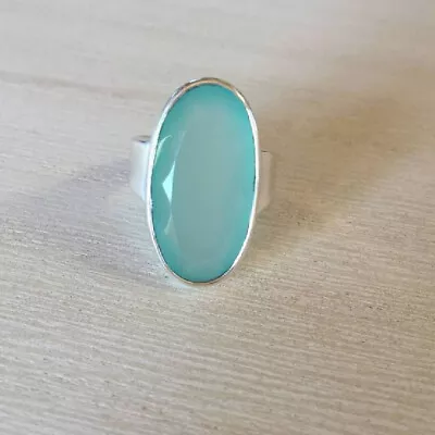 Aqua Chalcedony 925 Sterling Silver Ring Mother's Day Jewelry All Size AM-857 • $11.14