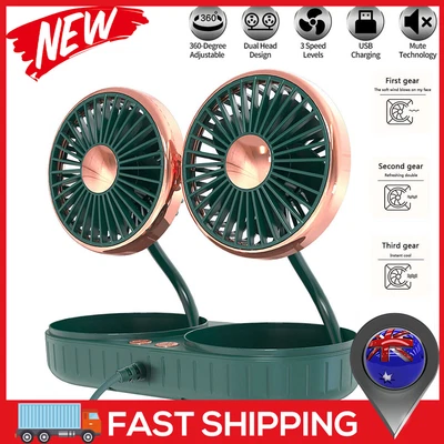 $14.98 • Buy Car Fan Dual Head Flexible Rotatable Shrinkable Small Fan Car Cooling Fan Air