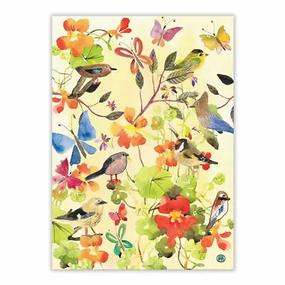 Michel Design Works Cotton Kitchen Tea Towel Floral Birds & Butterflies - NEW • $10