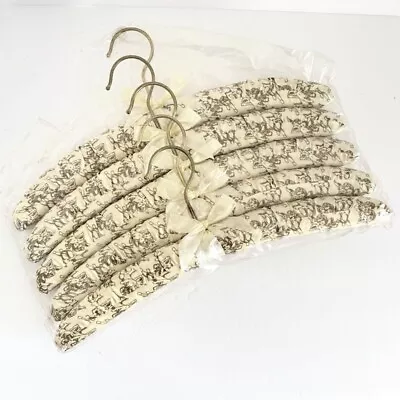 5 Vintage Satin Padded Clothes Hangers Angels Cherubs Cream Brown Sealed • $24.99