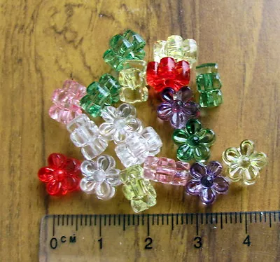 £1.25 • Buy 60 Transparent Acrylic Plastic Flower Beads 9mm Chunky Daisy Cute Choose Colour