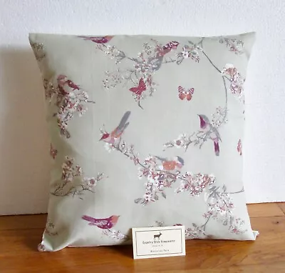 Floral Spring Beautiful Birds Sage Cushion Cover & Insert - Country Cottage • £7.99