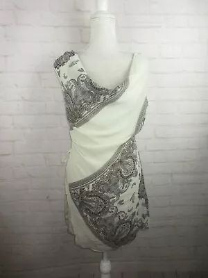 Soft Surroundings Women's Size XS Beige Tan Paisley Print Satin Fitted Dress • $24