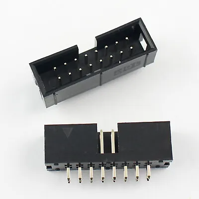 10Pcs 2.54mm 2x8 Pin 16 Pin Straight Male Shrouded Box Header PCB IDC Connector • $1.47