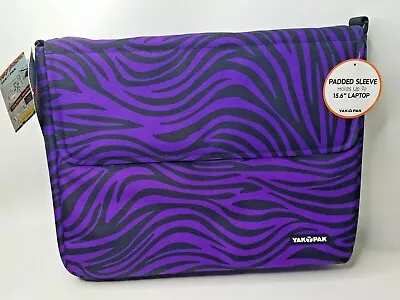 YAK PAK Purple Zebra Stripe Notebook Shoulder Bag Pad Sleeve Up To 15.6  Laptop • $22.95