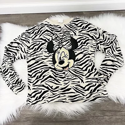 Zara Disney Girls 11-12 Minnie Mouse Zebra Animal Print Long Sleeve Crew Tee • $19.99