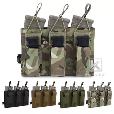 KRYDEX MOLLE Triple Open Top 5.56 & Pistol Magazine Pouch Tactical Mag Carrier • $25.95