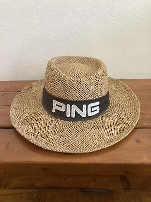 Ping Karsten Straw Golf Sun Hat Made In USA Size M Medium Black Brown Gray Nice • $34.99