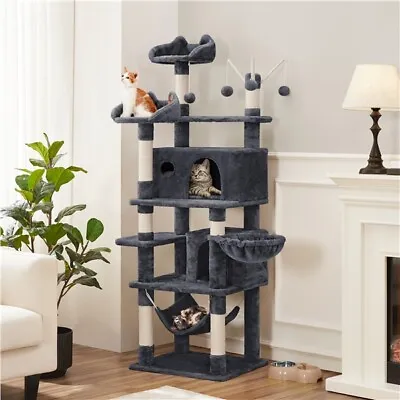 Multi-Level Cat Tree Large Cat Tower Cat Condo Activity Centre W/ Fur Ball Stick • £66.89