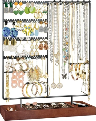 £33.41 • Buy Earring Stand Display, 4-Tier Earring Holder Ear Stud Holder Jewellery Black