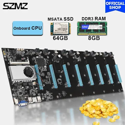 £176.89 • Buy BTC S37 Mining Motherboard 8GPU Combo With MSATA 64GB SSD & DDR3 8GB 1600MHZ RAM