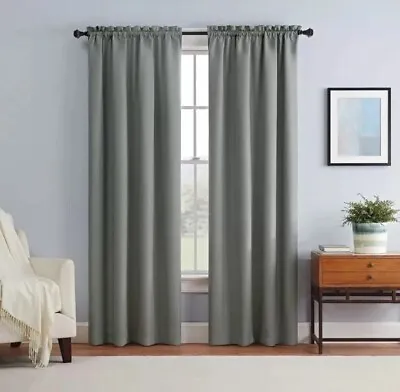 Eclipse Braxton Gray Thermaback Blackout Single Curtain Panel 42  X 63  NEW • $10