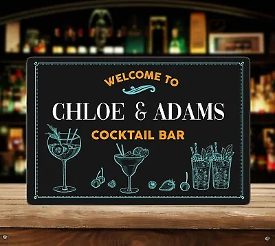 Personalised Home Cocktail Bar Plaque Sign Shed Man Cave Back Yard Bar Pub Sign • £7.95
