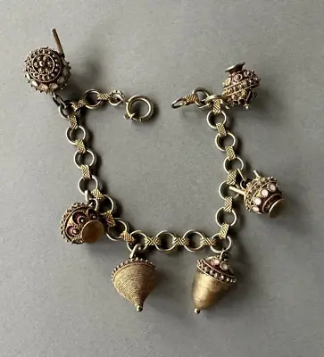 Vintage Etruscan Revival Italian Style Charm Bracelet C1940 • $129