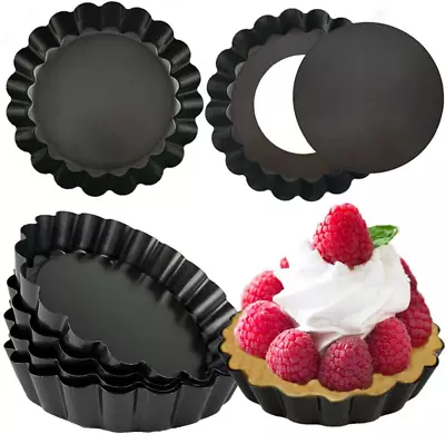 KUAYB 7PCS 4 Inch Mini Tart Pans With Removable Bottom Non-stick Quiche Pans Reu • $17.64