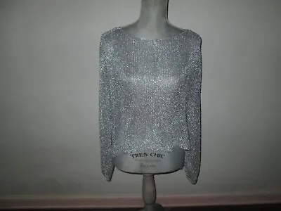 Women's ZARA Silver Metallic Mesh  Airy Knit Cape; 2142/102 Size M *NWT • $55.95