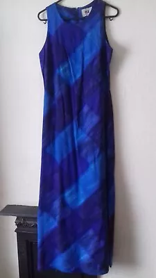 Hamells Ladies Two Tone Blue Sleeveless Maxi Dress With Split Sides - Size 10 • $11.81