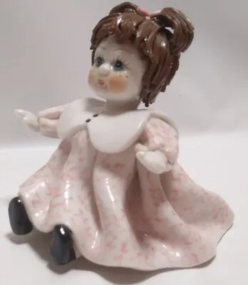 Unsigned Porcelain Spaghetti Hair Ponytail Pink Dress Doll Figurine Lino Zampiva • $25