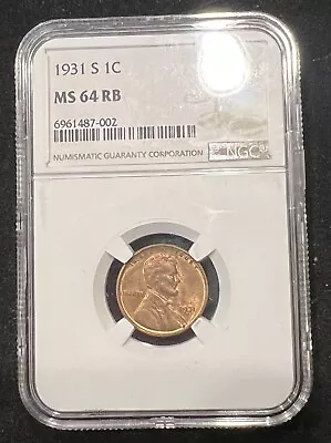 1931 S NGC MS64RB Red Brown Lincoln Wheat Cent Semi-Key GC1 • $240