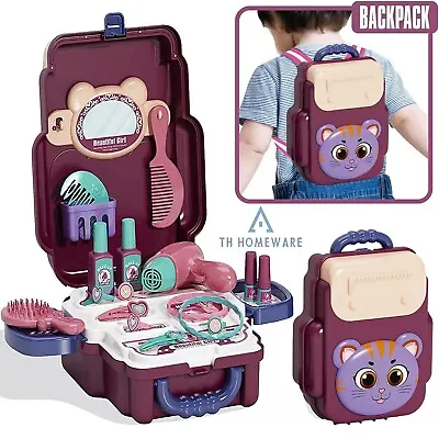 Vanity Case Dressing Table Playset Makeup Accessories Kids School Bag For Girls • £12.96