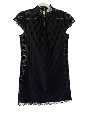 Milly Of New York Lace Overlay Mini Dress Women's Black Size 8 • $55